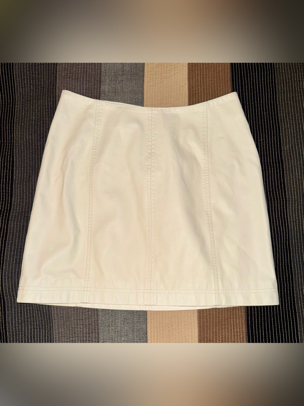 Free People Ivory Leather Mini Skirt Size 8